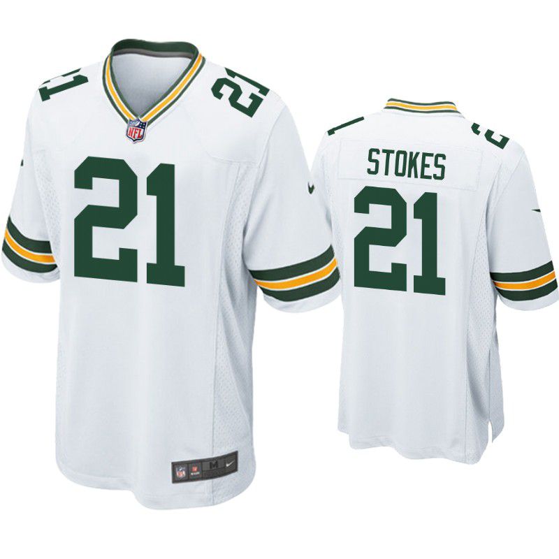 Men Green Bay Packers 21 Eric Stokes Nike White 2021 Draft First Round Pick Game NFL Jersey